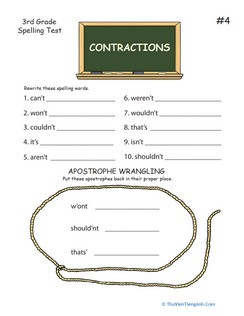 3rd Grade Spelling Test: Contractions
