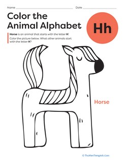 Color the Animal Alphabet: H