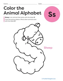 Color the Animal Alphabet: S