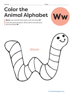 Color the Animal Alphabet: W