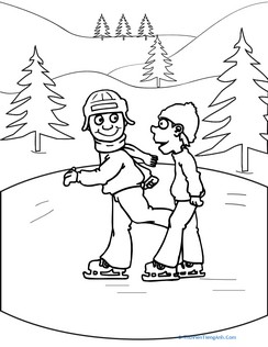 Winter Coloring Page: Ice Skating