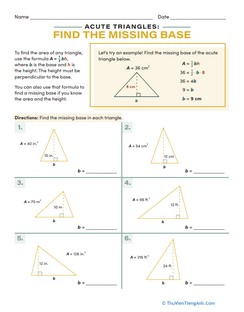 Acute Triangles: Find the Missing Base