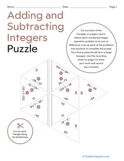 Adding and Subtracting Integers Puzzle