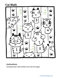 Add and Color: Cats