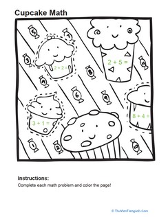 Add and Color: Cupcakes