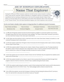 Age of European Exploration: Name That Explorer