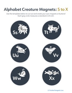 Alphabet Creature Magnets: S to X