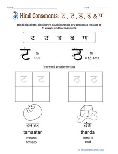 An Introduction to Hindi Consonants: Ta, Th, Da, Dha, Na