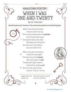 Analyzing Poetry: “When I Was One-and-Twenty” by A.E. Housman