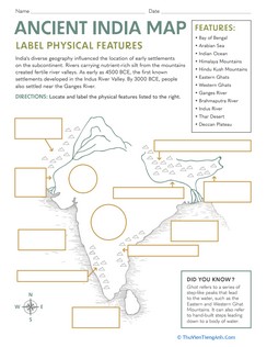 Ancient India Map: Label Physical Features