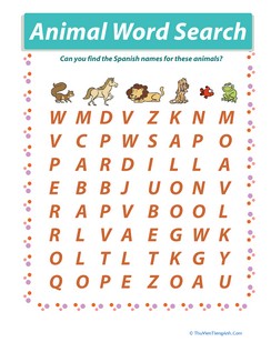 Animals in Spanish: Word Search