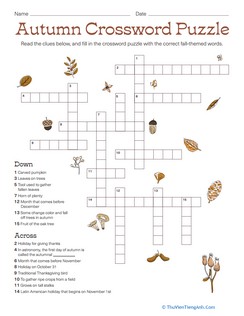 Autumn Crossword Puzzle