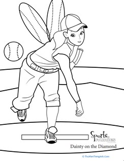 Baseball Fairy Coloring Activity