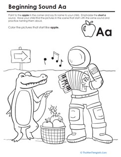 Beginning Sounds Coloring: Sounds Like Apple