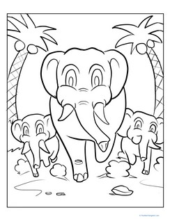 Benevolent Elephants Coloring