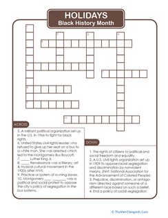 Black History Month Crossword Puzzle