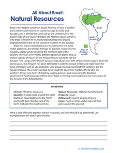 All About Brazil: Natural Resources Worksheet