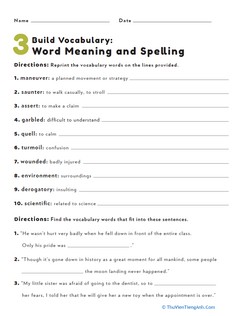 Build Vocabulary: Word Meaning and Spelling #3