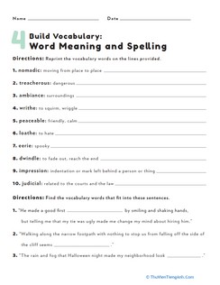 Build Vocabulary: Word Meaning and Spelling #4