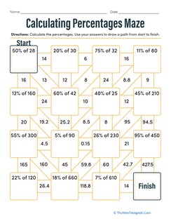 Calculating Percentages Maze