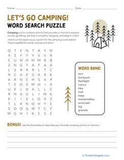 Let’s Go Camping! Word Search
