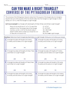 Can You Make a Right Triangle? Converse of the Pythagorean Theorem