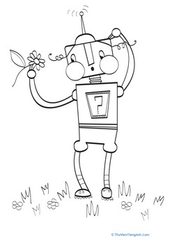 Flower Robot Coloring Page