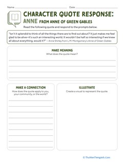 Character Quote Response: Anne From Anne of Green Gables