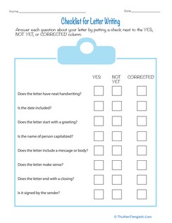 Checklist for Letter Writing