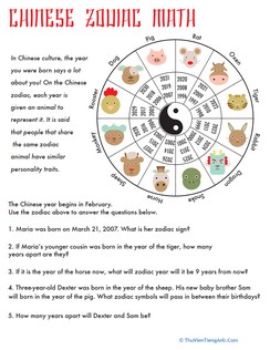 Chinese Zodiac Math