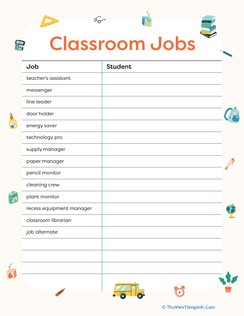 Classroom Jobs Template