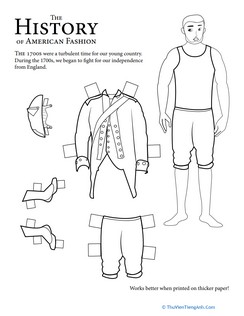 Colonial Soldier Paper Doll: 1700s