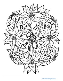 Color a Poinsettias Mandala