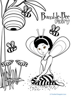 Color the Bumble Bee Fairy