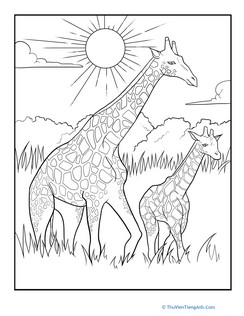 Color the Mother and Baby Giraffe
