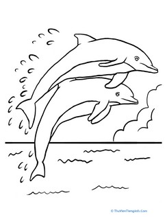 Leaping Dolphins Coloring Page