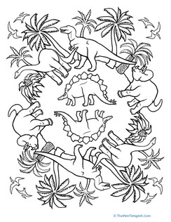 Pattern Coloring Page: Dinos!