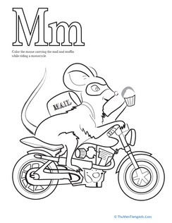 Color the Mouse on a Motorcycle
