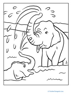 Elephant Friends Coloring Page