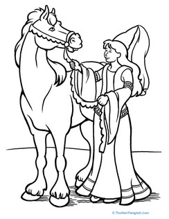 Color the Princess and her Horse