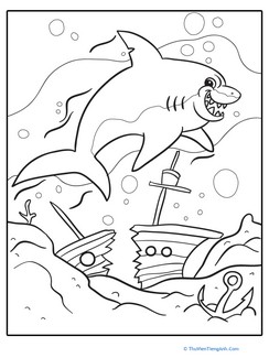 Scary Shark Coloring Page
