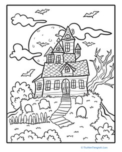 Spooky Mansion Coloring Page