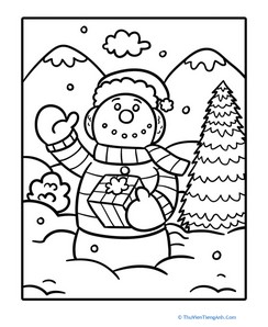 Jolly Snowman Coloring Page