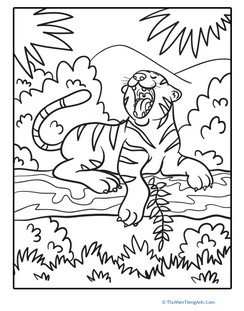 Jungle Tiger Coloring Page