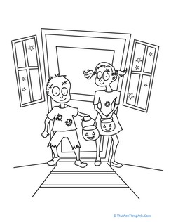 Color the Zombie Trick-or-Treaters