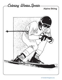 Alpine Skiing Coloring Page