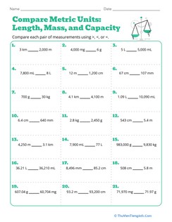 Compare Metric Units: Length, Mass, and Capacity