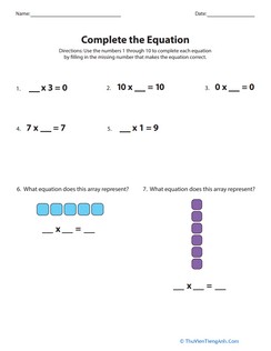 Complete the Equation: 1’s and 0’s