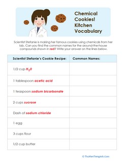Chemistry Cookies! Kitchen Vocabulary
