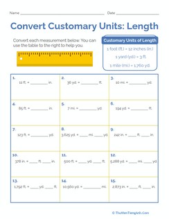 Convert Customary Units: Length